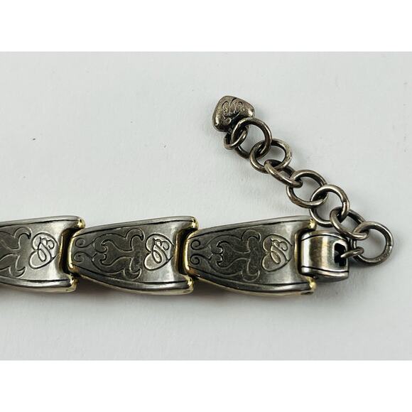 Vintage Gold and Silver Plated Link Bracelet Crystals Stamped Brighton Western - Picture 9 of 13